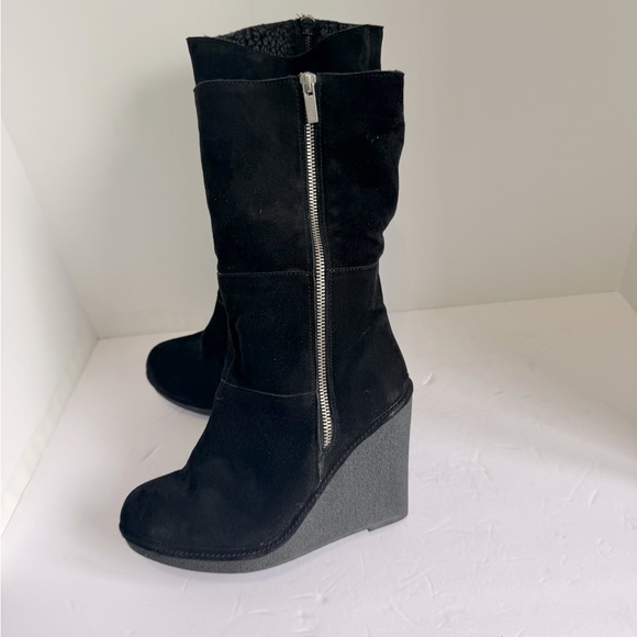 Lovely People black nubuck boots on a comfortable wedge. Size 9 - Picture 1 of 13